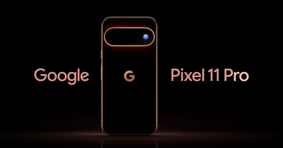 A leaked marketing render showing the design and camera bar of the upcoming Pixel 11 Pro Fold smartphone.